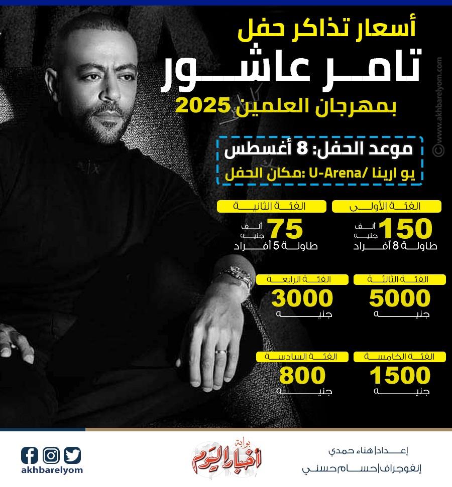 أسعار تذاكر حفلة تامر عاشور بمهرجان العلمين